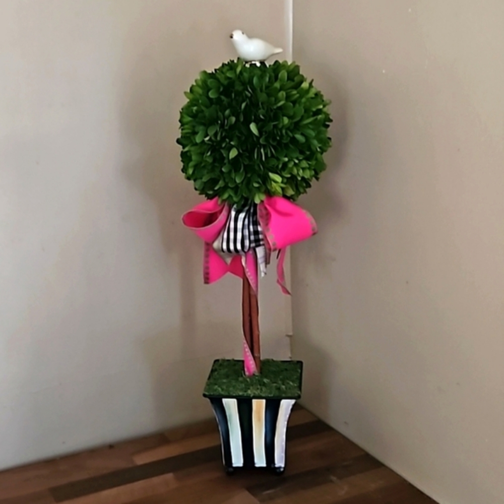 MKC Long Retired Topiary in PINK and Check Ribbon 💕